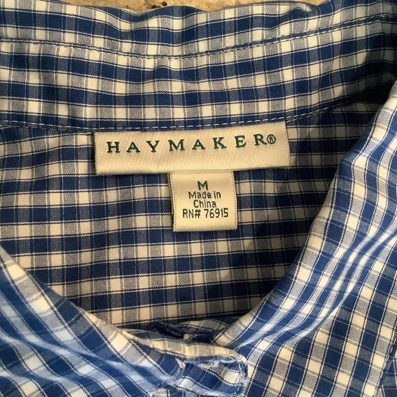 Haymaker Blue and White Plaid Shirt Size Medium - Picture 5 of 9
